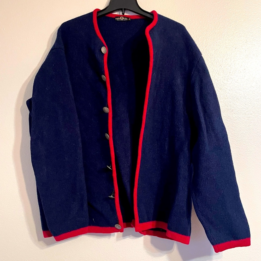 Vintage Carlo Gruber Pure Wool Button Up Jacket Coat  Large Mens Button Detail‎